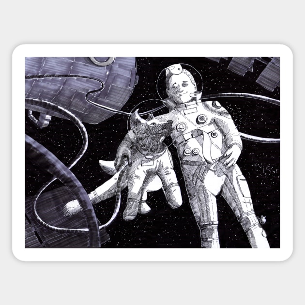 Space Walk Sticker by J.S. Lange